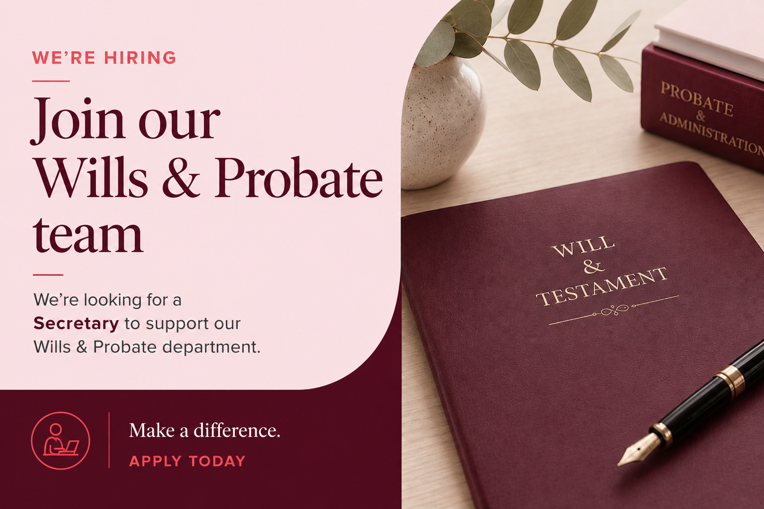 Part-Time Legal Secretary Vacancy (Wills & Probate)